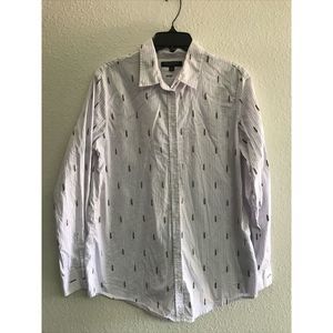 Banana Republic Purple Striped Lipstick Blouse